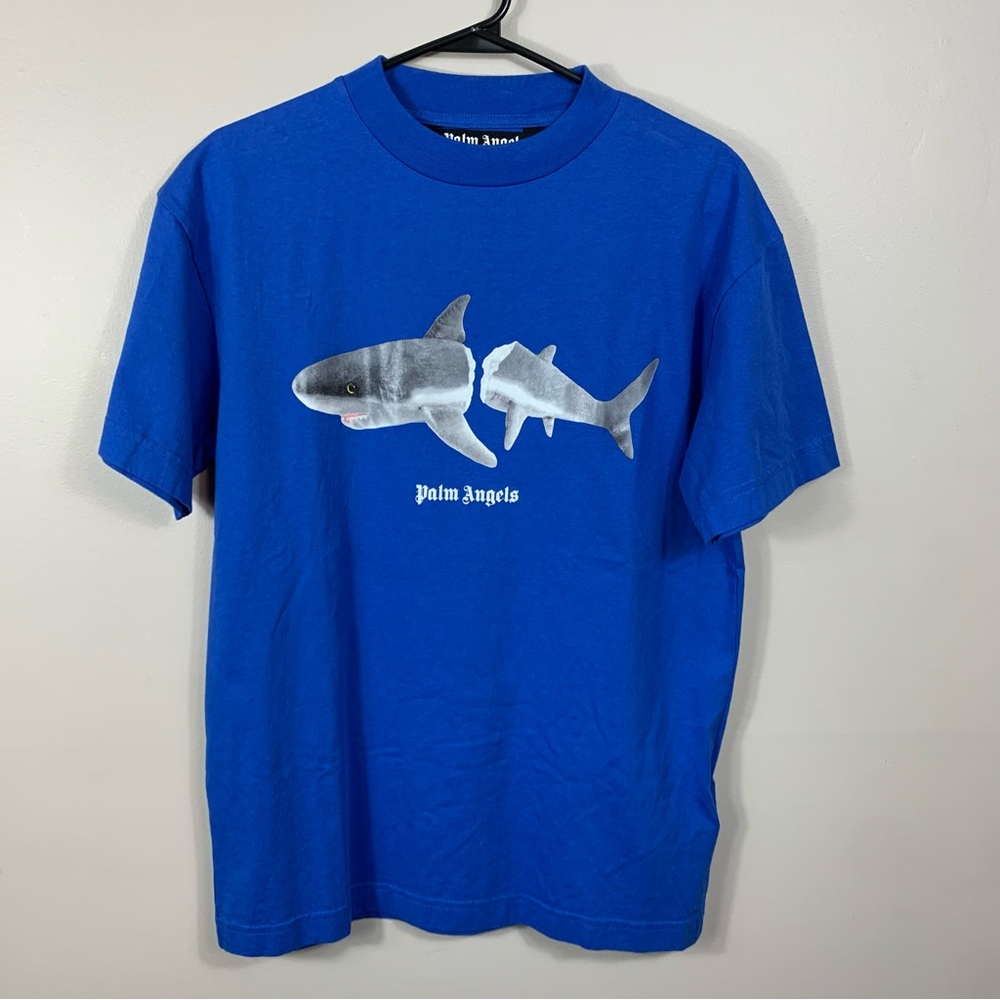 Palm Angels Shark T-Shirt in Blue NWT - Picture 1 of 10